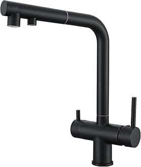3 Way Kitchen Tap With Pull Out Spray - Kitchen Mixer Tap (Black)