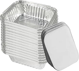 (Pack of 25) Aluminium Foil Food Containers with Lids for Catering Christmas Party Picnic & Food Storage Meal Prep Microwave Safe Disposable Tin Tray Dishes (250, Rectangular, 25, Foil Container)