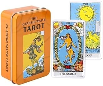New The Classic Waite Card Game Oracle Tarot Cards in A Tin A 78-Card Deck with Guide Book (Limited Edition) 400 GSM Gold Core Cardstock for Adults Beginners (Pack of 1)