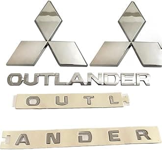 ABS Replacement Badge Kits for Mitsubishi Outlander 2007 2008 2009 2010 2011 2012, Front Grille & Rear Trunk Emblem Badge Stickers, Letter Badge Adjusting Decor, Car Accessories Replacement Parts
