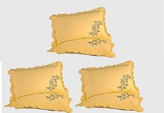 Wonder Decor Embroidered Cotton Pillow Cover Switzerland Cotton (Not Pillow) for Home/Hotel/Guest House (Set of 6, Beige)