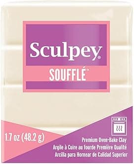 Soufflé Polymer Oven-Bake Clay, Ivory, Non Toxic, 1.7 oz. bar, Great for Jewelry Making, Holiday, DIY, Mixed Media and More! Premium Light-Weight Oven Bake Clay. (SU 6647)