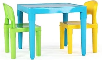 Humble Crew Kids Table and 2 Chair Set, Aqua Table with Chairs - Sturdy Toddler Activity Table for Playtime, Arts, Crafts, Reading, and More - 5-Piece Children’s Furniture for Daycare Playroom