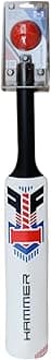 Hammer Plastic Cricket Bat Set (One Soft Bat and Ball) - Durable & Lightweight Cricket Bat Easy to Transport - Ideal Bat and Ball Set for ‎Children/Junior/Boys - Classic White Color