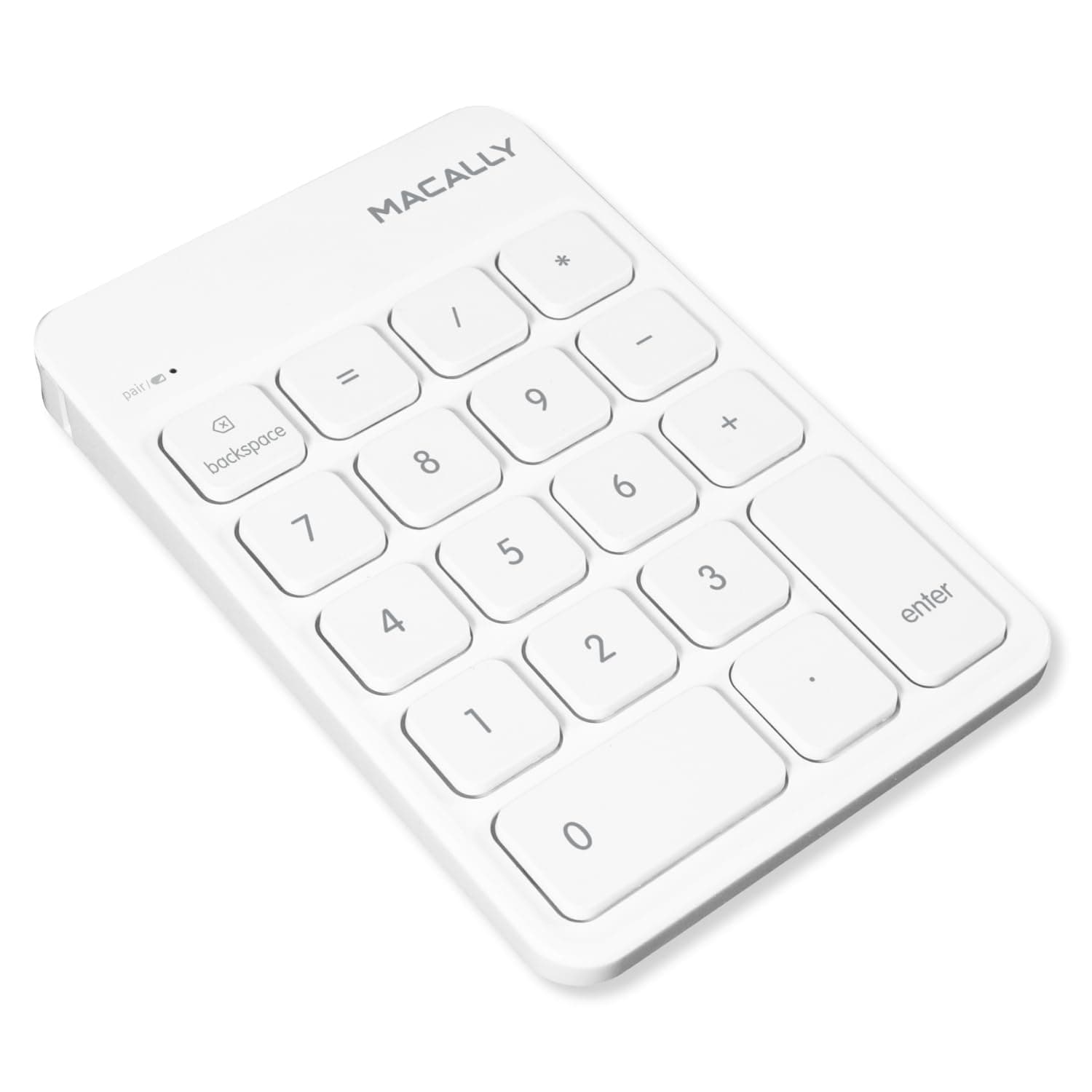 Macally Wireless Bluetooth Numeric Keypad Keyboard for Laptop, Apple Mac iMac MacBook Pro/Air, iPad Windows PC, Tablet, or Desktop Computer Rechargeable 18 Key Slim Number Pad Numerical Numpad - White