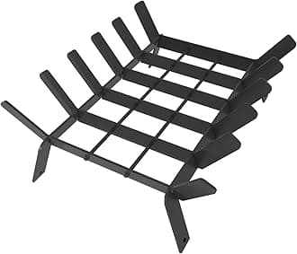 17 Inch Heavy Duty Fireplace Grate, Small Fire Wood Log Burning Rack Holder with 6 Support Bars for Indoor Outdoor Fire Place Accessories, Wrought Iron Firewood Stove Insert, Black