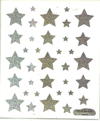 2 Sheets - Large Silver Star Stickers