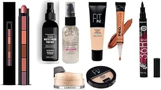 Beauty 8 In1Combo Kit-Foundation, Primer, Liquid Concealer, Loose Powder, Compact Powder, 5 in 1Lipstick, 36H Eyeliner & Makeup Fixer (Setting Spray) - Ideal for Face Makeup -Complete Makeup