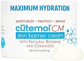 Cutemol CM Emollient Moisturizing Cream - For Severely Dry and Damaged Skin - Natural Beeswax Formulation containing Ceramides - Hydration for Cracked Hands and Feet, Eczema, Psoriasis (8 oz)
