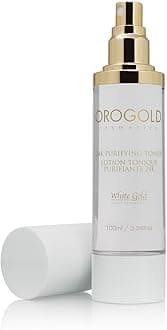 White Gold 24K Purifying Facial Toner, Face Toner with Gold, Aloe Vera and Chamomile, 100 Mililiter / 3.38 Fl.Oz.