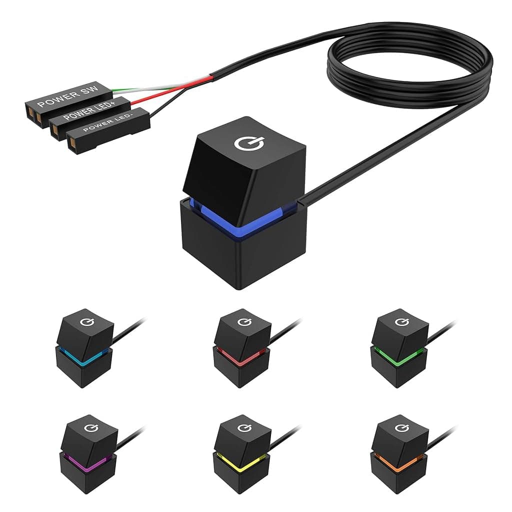 Verilux Desktop Computer Power Switch, Computer On/Off Switch, External Remote Start PC Motherboard Switch Button Extension Cable