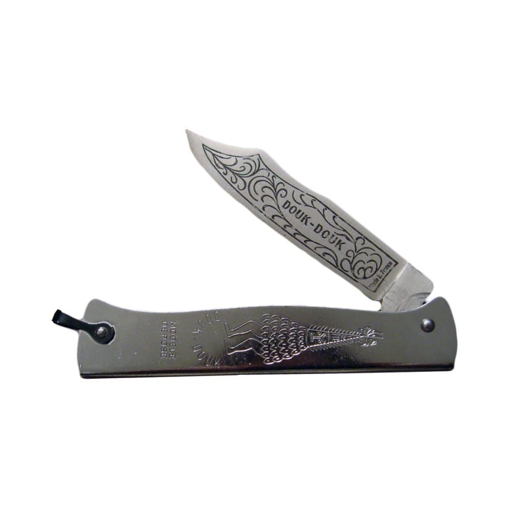 Douk-Douk Knives Silver Folder With Douk-Douk Artwork Made in France