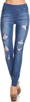 Women's Stretch Pull-On Jeans Skinny Ripped Distressed Denim Jeggings Regular-Plus Size