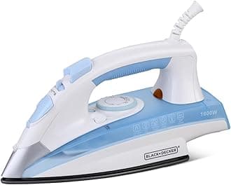 Black+Decker Steam Iron | 1600 Watt, 330 ml, 2 Yrs Warranty | Iron for Clothes, Iron Box, Steam Press, Press with Anti Drip, Non-Stick Ceramic Sole (Blue+White)