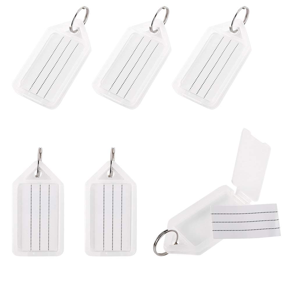 25PCS Plastic Key Tags with Split Ring Label Window and an Open Cover Gadget