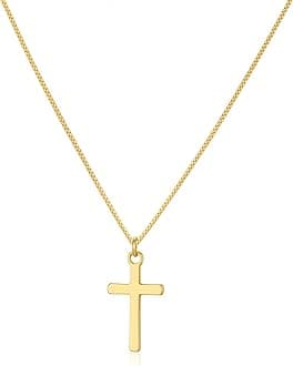 Cross Necklace for Women 14K Gold Silver Plated Dainty Small Cross Pendant Choker Simple Trendy Cute Cross Charm Chain Necklace Easter Basket Stuffers Baptism Religious Faith Jewelry Gift