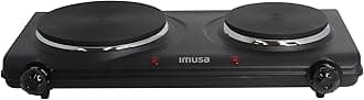 IMUSA Countertop Electric Hot Plate or Double Burner with Power Indicator Lights, Black