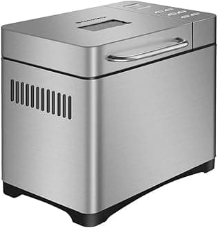 KBS Bread Maker-710W Dual Heaters, 17-in-1 Bread Machine Stainless Steel with Auto Nut Dispenser&Ceramic Pan, Gluten-Free, Dough Maker,Jam,Yogurt PROG, Touch Panel, 3 Loaf Sizes 3 Crust Colors,Recipes