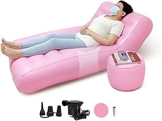 AOSSA BBL Chair After Surgery, Inflatable Sofa Bed for Sleeping, BBL Mattress with Hole, Inflatable Couch with Ottoman, Blow Up Lounge Chair, BBL Post Surgery Kit for Butt Support (Pink)