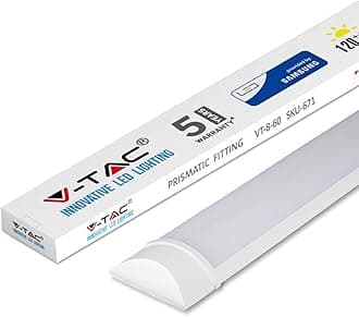 V-TAC 60W 6ft LED Batten Fittings Integrated Tube Lamp 6400K White 1800x74x24mm Wall and Ceiling Lighting 30000h Long Lifespan 7200 lumens