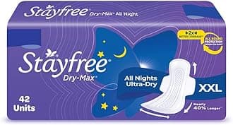 Sanitary Pads, 42 count - Dry Max All Night XL Dry Cover with Wings, Extra Heavy Absorbency for Night or Heavy Flow