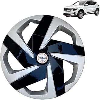 Prigan Wheel Cover for Seltos Silver Black Wheel Cover 16" for Kia Seltos (Set of 4 Pcs) (Press Fitting) Model Name- Magnite DC 16