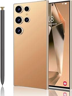 C24 Ultra Smartphones,8GB RAM 256GB ROM Cell Phones,5G Full Netocm 6800mAh Battery+6.8" Display 120Hz 64MP Camera,10-Core High-Performance chip Phone（Blood Orange）