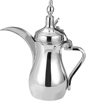 Arabic Coffee Pot Tea Kettle Arab Dallah Stainless Steel Beverage Dispenser Coffee Warmer Tea Pot for Eid Mubarak Camping BBQ, 700ml