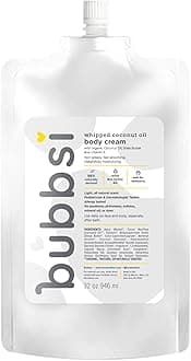 Bubbsi Whipped Coconut Oil Baby Lotion for Eczema, Dry Skin, Baby Acne, KP | Organic Coconut Oil, Shea Butter, Vitamin E | Light, Natural Scent | EU Compliant, Vegan (Refill Pouch, 32oz)