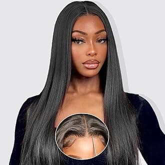 Wear and Go Glueless Wigs Human Hair Pre Plucked Pre Cut 6x4 Straight Lace Front Wigs Human Hair Wigs for Women No Glue Hd Lace Front Closure Ready to Wear Wigs 180% Density 26 Inch Natural Black