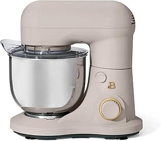 Beautiful 3.5 Qt Tilt-Head Stand Mixer | 12-Speed 300 W Motor | Stainless Bowl + Beater, Dough Hook & Whisk by Drew Barrymore (Porcini Taupe)