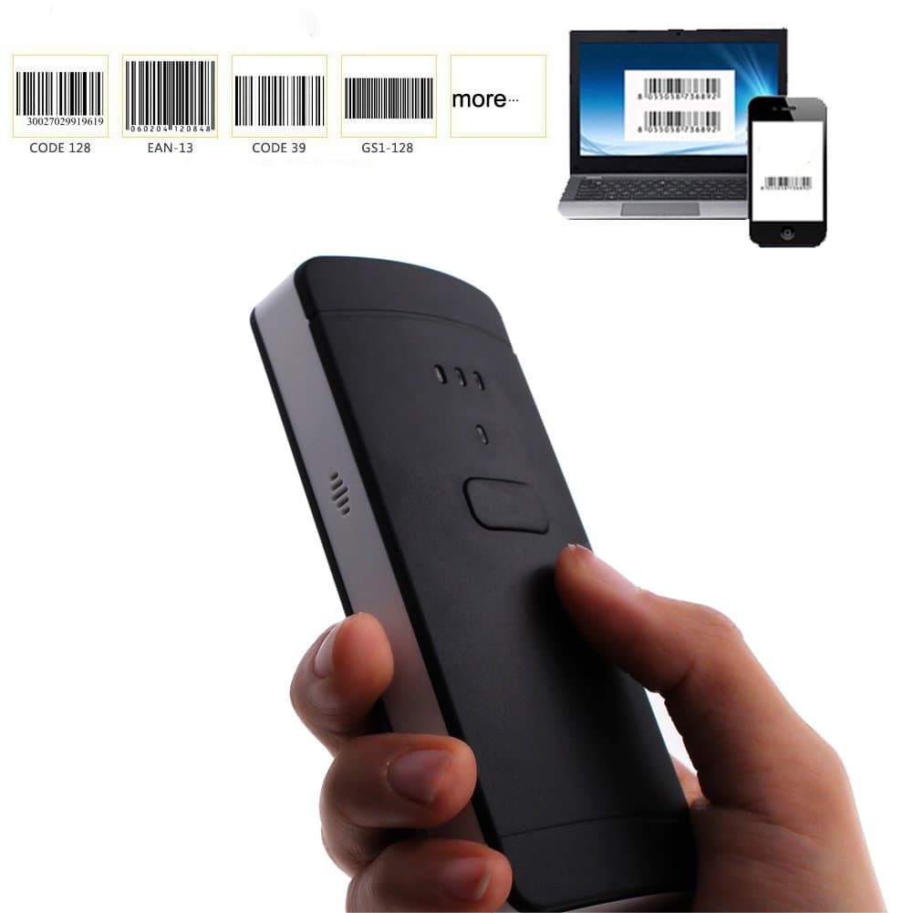 KKMO 2-in-1 Bluetooth & Wired Barcode Scanner USB 1D Mini Portable Handheld CCD Bar Code Reader Compatible with Windows, Mac OS, Android, iOS,50ft Transmission Save Up to 11000 Barcode