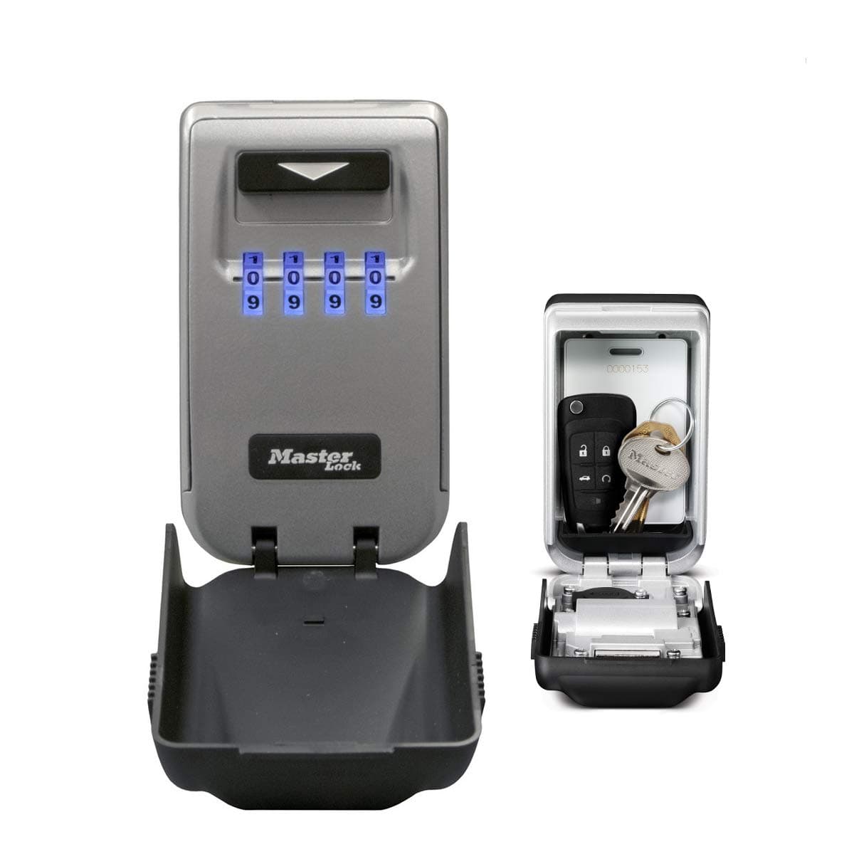 MASTER LOCK Wall Mounted Light Up Dial Key Safe, Medium 72 x 126 x 52 mm, Grey, Zinc, Outdoor, Mounting Kit, for Home Office Industries Vehicles