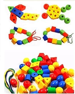 Little Fingers Preschool Beads for Kids -Beads Play with Laces - 30pc