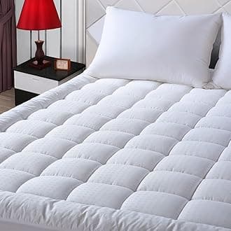 EASELAND Full XL Mattress Pad Pillow Top Mattress Cover Quilted Fitted Mattress Protector Extra Long Cotton Top 8-21" Deep Pocket Cooling Mattress Topper (54x80 Inches, White)OEKO-TEX STANDARD 100