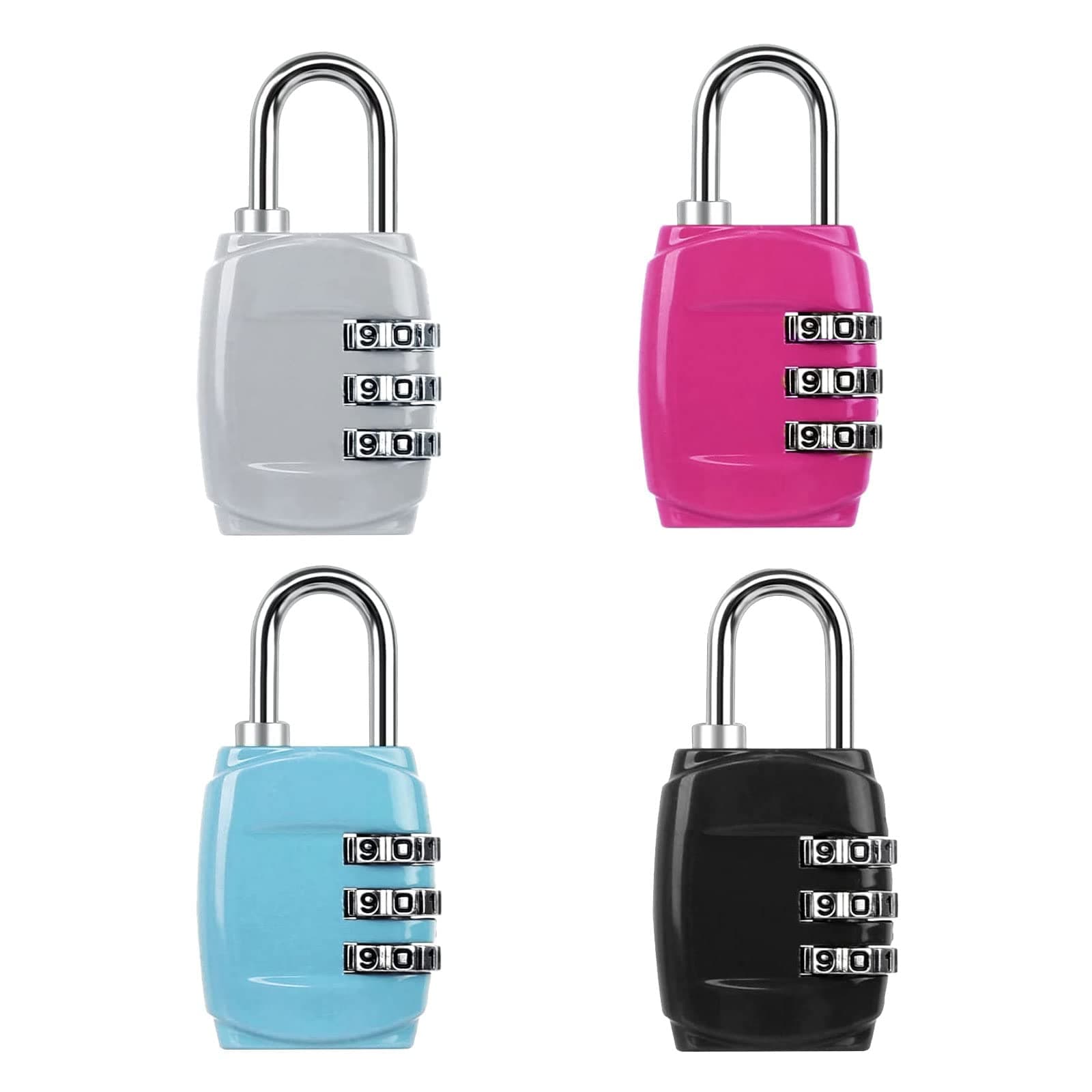 MAKINGTEC Luggage Locks Combination Padlocks, 3 Digit Combination Padlock Codes with Alloy Body Mini Small Combination Lock Trolley Luggage Padlock Gym Lockers Travel Bag Suit Case Bike Locks (4 pcs)