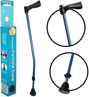 Dynamo Cyclone Cane for Stability and Balance - Standard and Adjustable (Blue)