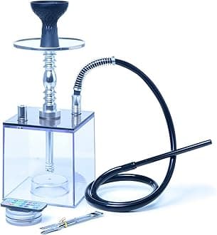 1/2 Silicone Hose Hookah Set, With Remote Control/Colorful Led Lights/Charcoal Tongs, For Better Shisha Hookah Smoking, For Home And Party Use,Single-tube