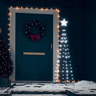 LED Christmas Cone Tree Light with Cold White 84 LEDs, Outdoor Christmas Decoration for Porch, Yard, Garden, Patio, Backyard, Holiday Seasonal Decoration 19.7"x59.1"