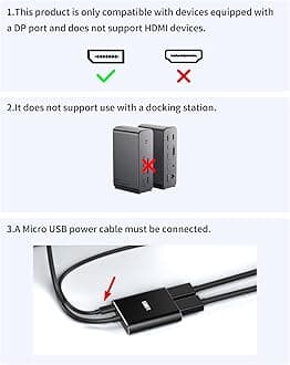Displayport to Dual displayport Splitter Adapter,4K 60Hz displayport hub 1 in 2 Out Display Port for Dual Monitors ，45cm&1.4V Display Port Splitter for Desktop, Laptop in Home and Office.