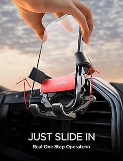 AINOPE Car Phone Holder Mount Vent 2025 Gravity Air Vent Phone Holders for Your Car for iPhone 16 Pro Max with Vent Clip Hand Free Cell Phone Car Mount Holder for iPhone 15 Plus Samsung Red