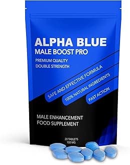 ALPHA BLUE PRO Blue Pills for Men 100 mg - Ginseng Tablets - Herbal Food Supplement - Made in UK (Pack of 10)