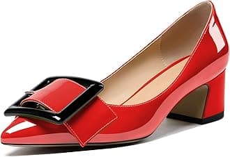 Eldof Pointed Toe Pumps,Classy 2 Inches Block Heel Chic Pumps, Confort Buckle Heel for Office Wedding Dress