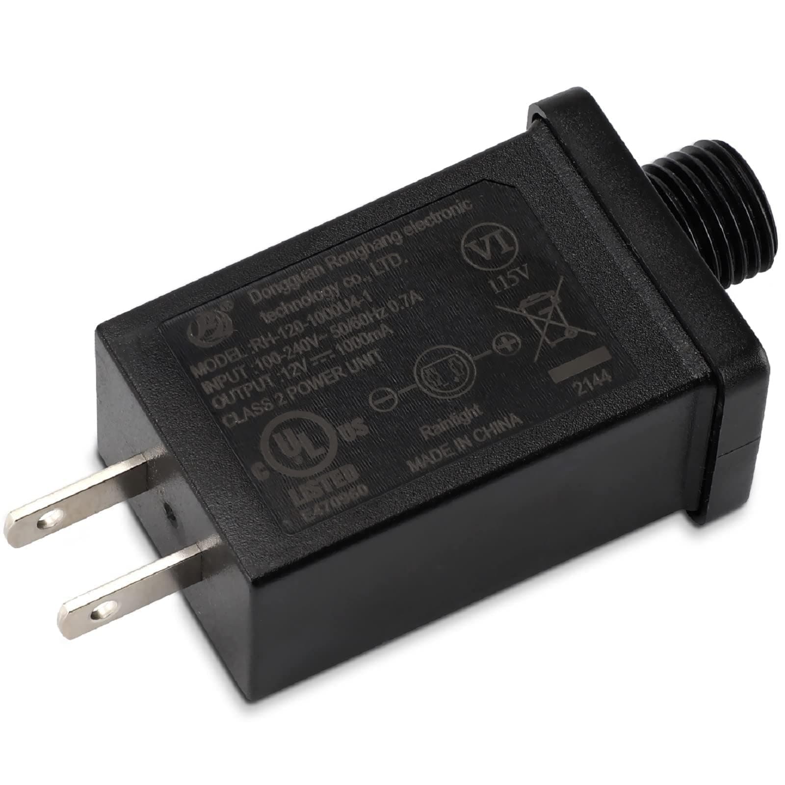 Replacement Christmas Inflatable Plug 1A 12V Class 2 Power Unit, 60hz Waterproof Low Voltage Transformer US Plug for Christmas Inflatable Blow Up (1A Output Adapter x1)