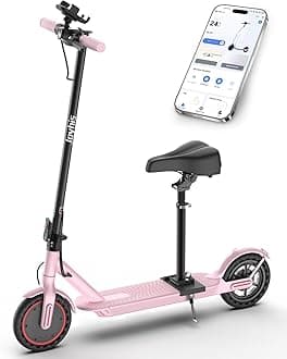Joyhis 8.5" Electric Scooter for Adults with Seat, 19 Mph E-Scooter, 15-19 Miles Range Scooters, Folding Scooters with APP Control, Commuting Scooter Kick Scooter with Dual Braking System