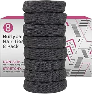 Burlybands Large Hair Ties for Thick, Heavy or Curly Hair - Non-Slip, Non-Damage, Seamless Women's Ponytail Scrunchies - Dk Gray, 8 Pcs