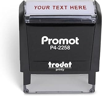 Promot Self Inking One Line Custom Stamp - Ideal Use as Office, Teacher, Address, & Business Label Stamp - for Personal and Professional Use- Choose Fonts & Color, Easy Alignment (Large)