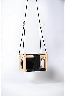 Secure Wooden Hanging Swing Seat, Wooden Baby Swing for Indoor & Outside, Toddler Swing, Swings for Kids, Toy Set for Babies. (Mini Shape)