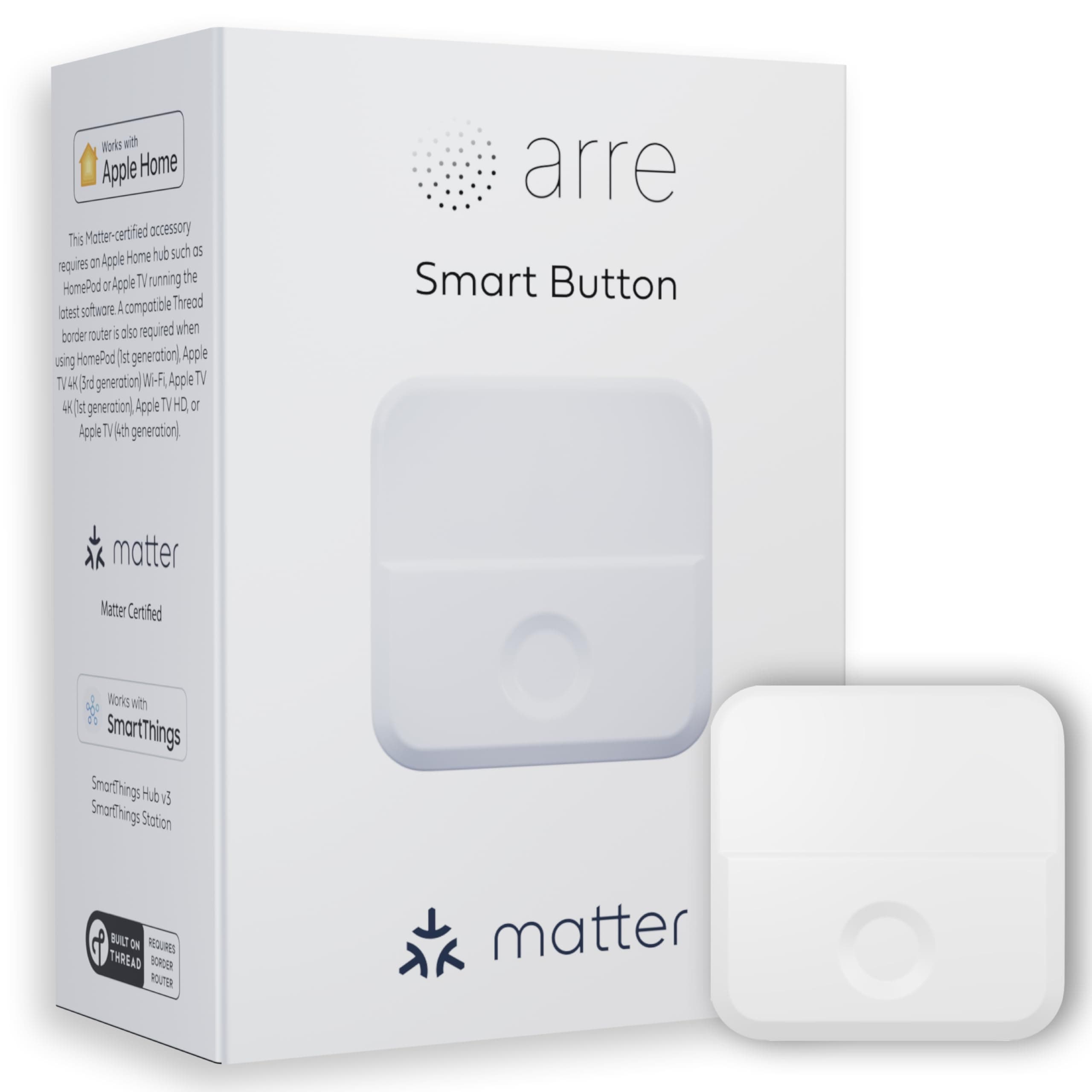 arre Smart Button with Matter & Thread Support, Control Smart Home Accessories, Works with Apple Home/HomeKit & Samsung SmartThings