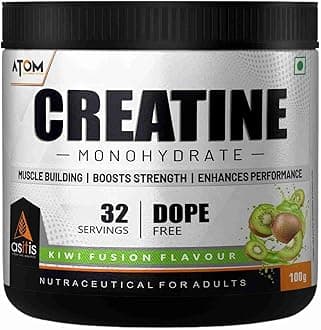 Asitis Nutrition ATOM Creatine Monohydrate (100 grams Powder, 32 Servings, Kiwi Fusion Flavour) | Dope Free | Enhances Performance | Promotes Muscle Gains